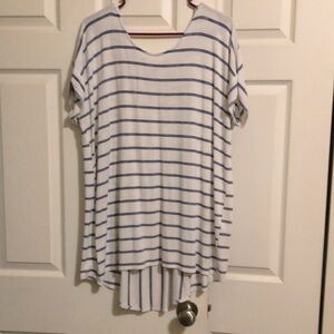 Chico’s 2 top short sleeve strips tunic women size Large